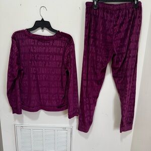 Juicy Couture Velour logo purple jogger Pajama Set long sleeve
